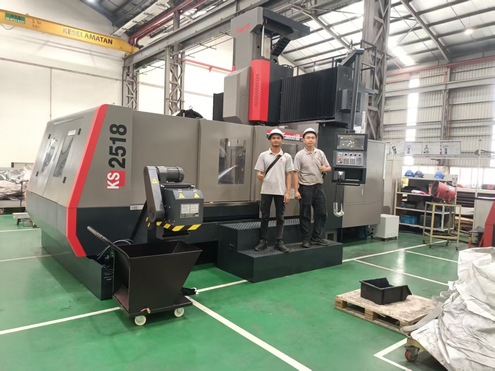 KS2518 double column machining center safe arrival to the Malaysian client's factory